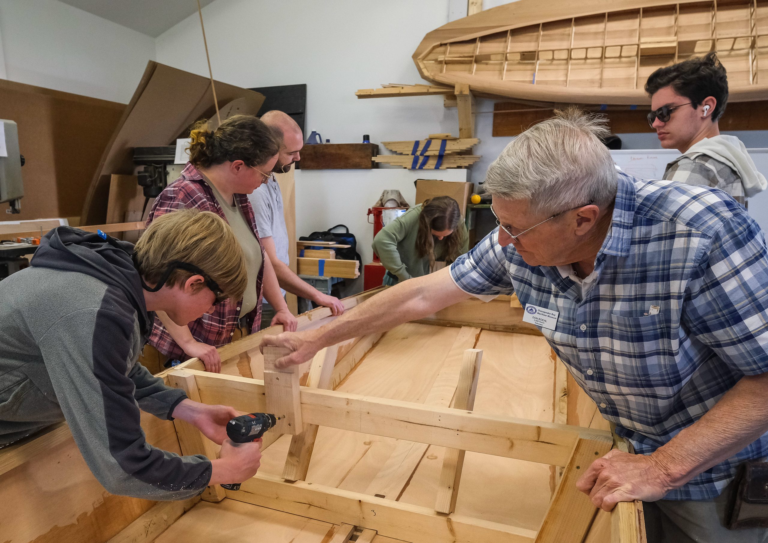 CBMM's Rising Tide after-school program is preparing to launch the St. Michaels scow that it has been constructing. (Photo by George Sass)