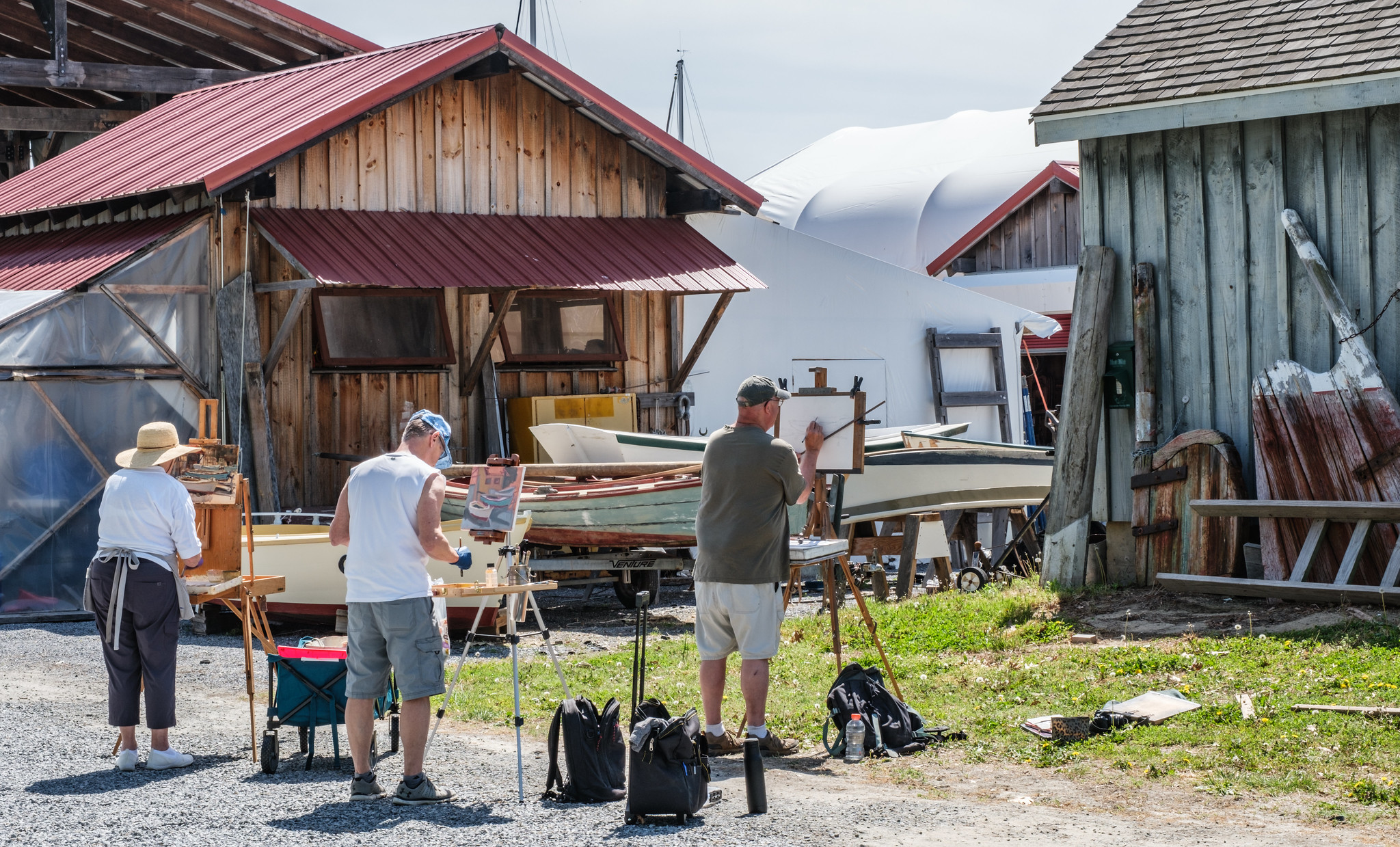 Plein air painters gather on CBMM's campus. (Photo by George Sass)