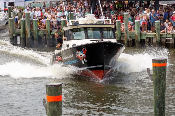 With 12 competitors this year, the watermen's rodeo begins at noon. (Photo by Sharon Thorpe)