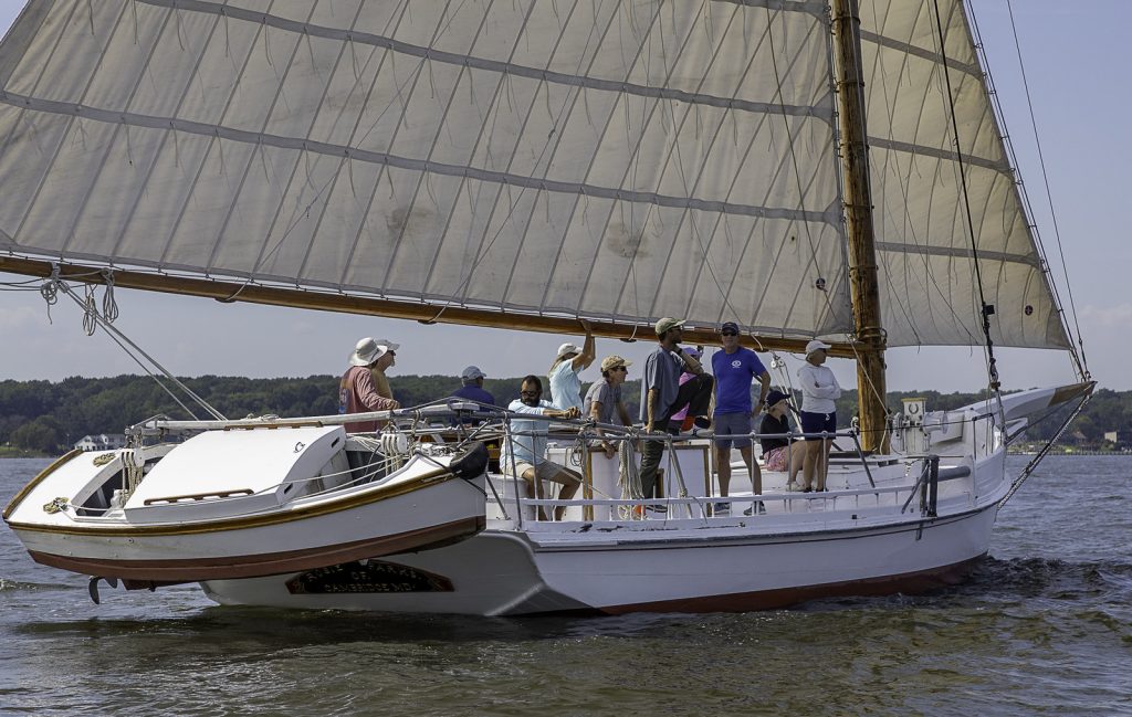 Skipjack Rosie Parks under sail. Photo by Sharon Thorpe