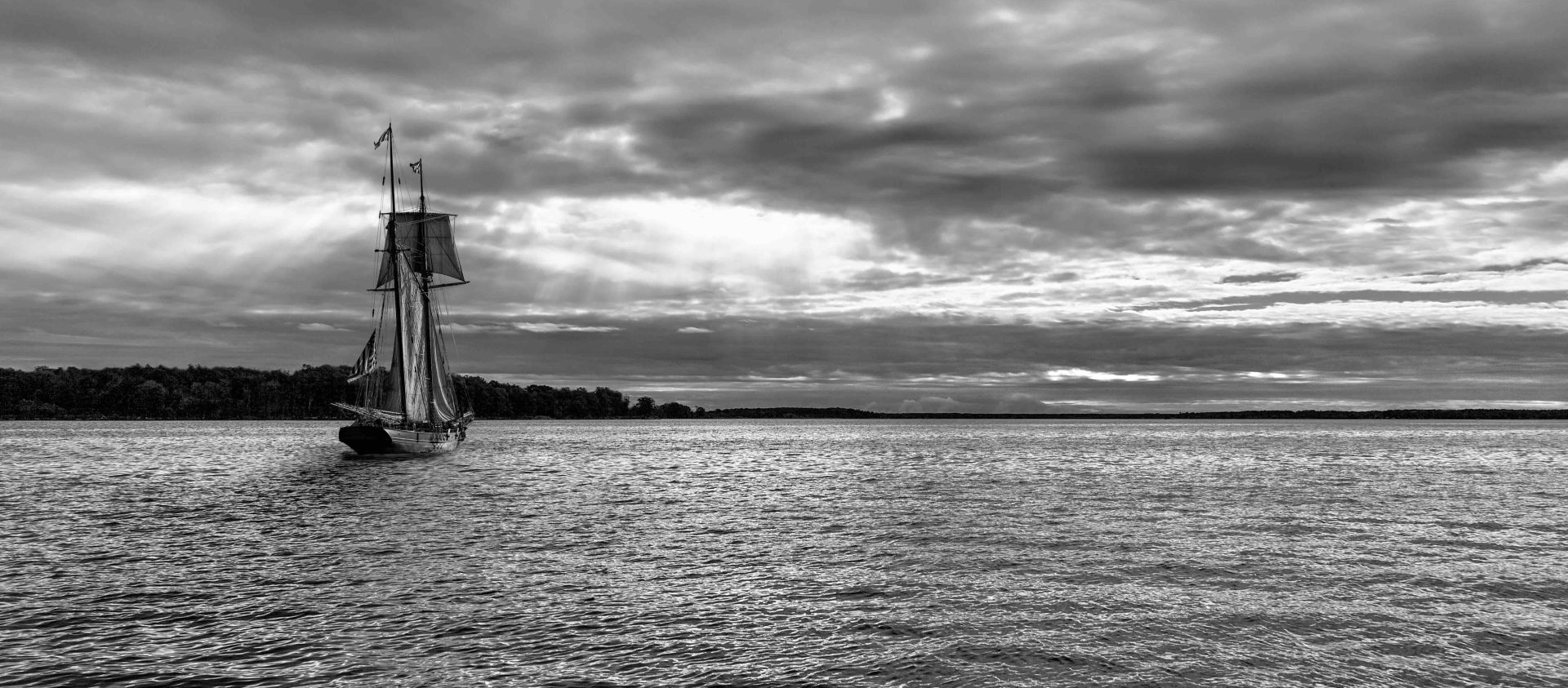 Bear Me Into Freedom features mural-style prints of photographs from local photographer and historian Jeff McGuiness, including this one of a tall ship on the Miles River. (Photo courtesy Jeff McGuiness)