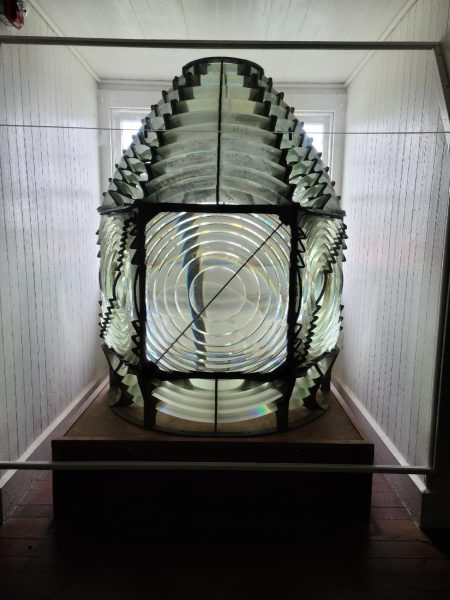 CBMM has three Fresnel lenses currently on display in the Hooper Strait Lighthouse, and, with the assistance of lampist Kurt Fosburg, this one will be moving one to greet guests upon their entrance to CBMM’s new Welcome Center. On loan from the United States Coast Guard.