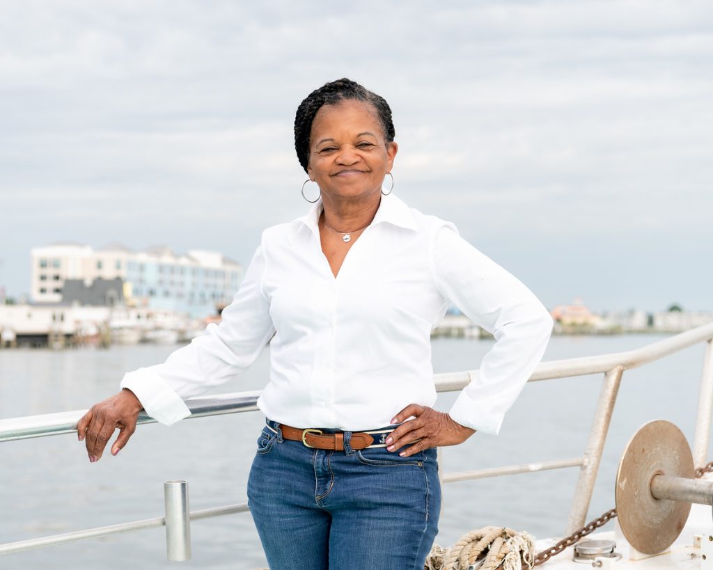 A fifth-generation captain who pilots charters aboard Island Queen II, Vera Meredith is featured in CBMM’s forthcoming special exhibition Her Helm.