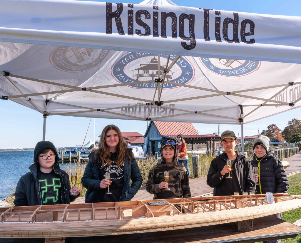 Students in CBMM’s Rising Tide program gathered on Sunday to celebrate the completion of their latest project. (Photo by George Sass)