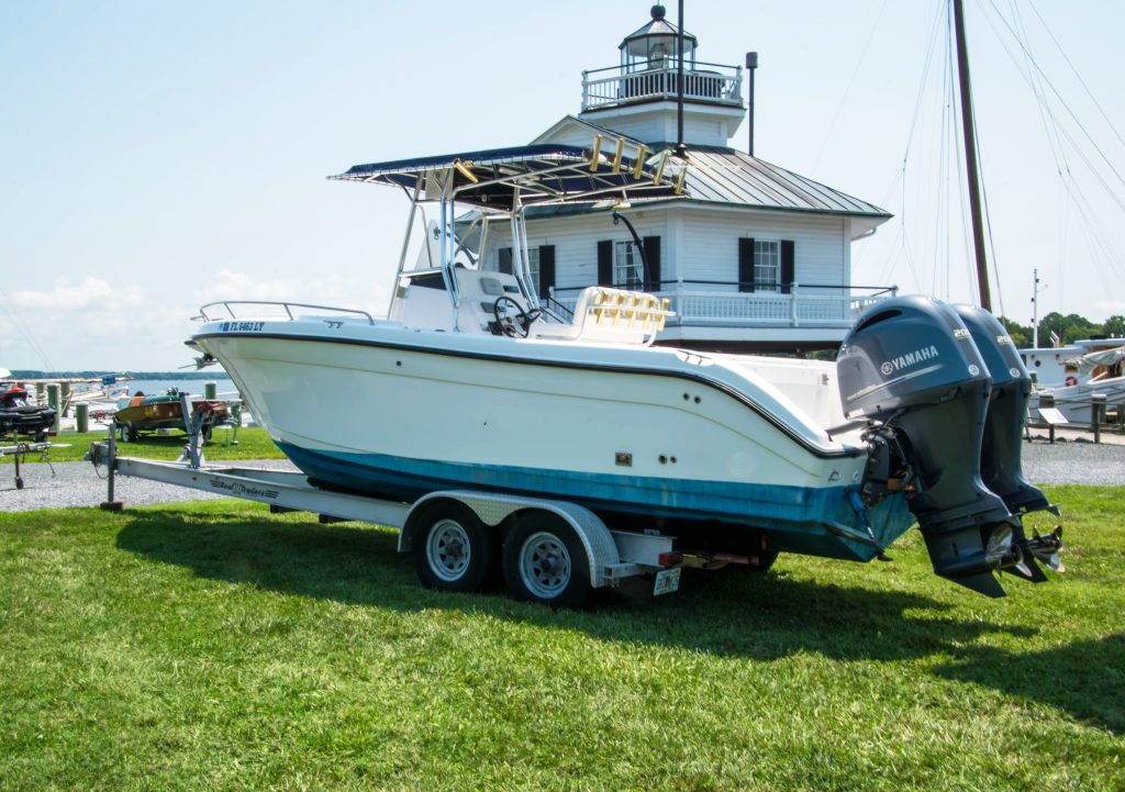 This year's Charity Boat Auction will include this 2002 Century 27, outfitted with like-new twin Yamaha engines.