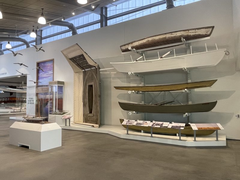 Waterfowling vessels on display in Water Lines. Photograph by A.J. Daverede.