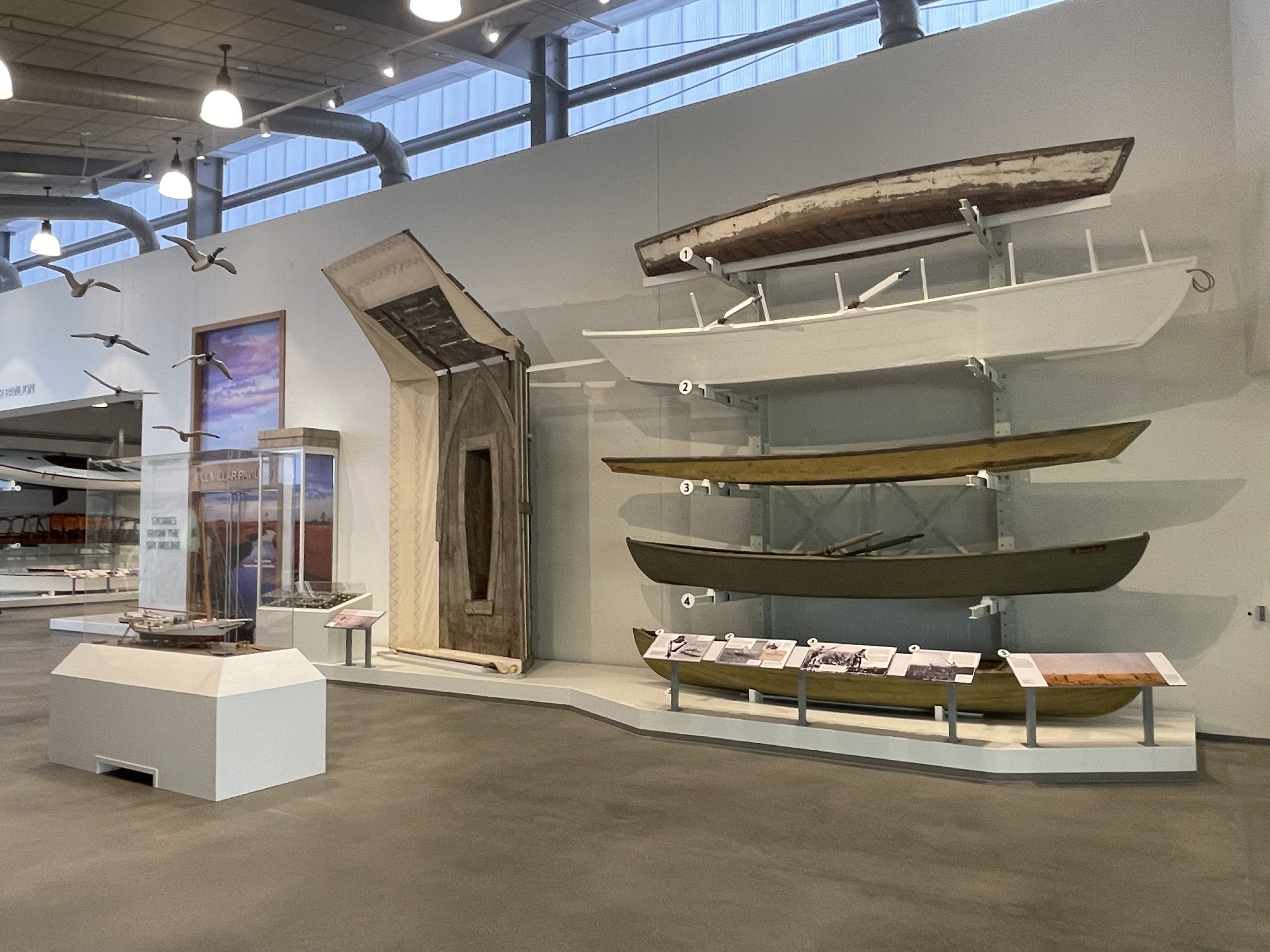 Waterfowling vessels on display in Water Lines. Photograph by A.J. Daverede.