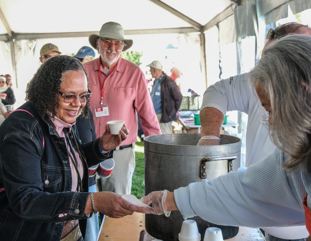 OysterFest guests sampled five stews and voted for their favorite. (Photo by George Sass)
