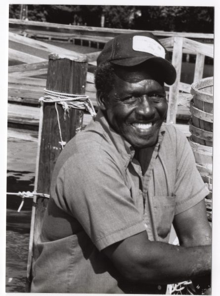 Turk Cannon crewed on the skipjack E.C. Collier for many years and was a primary source when the vessel became part of CBMM’s Oystering on the Chesapeake exhibition. Photograph by Lila Line, c. 1993. Gift of photographer. Collection of the Chesapeake Bay Maritime Museum, 0983.0860.